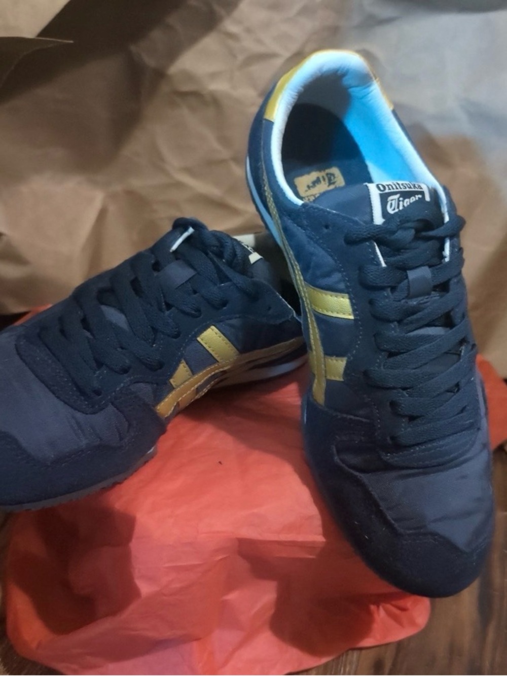 Onitsuka Tiger by Asics Navy with Gold Accent Sneakers, Men’s Size 7